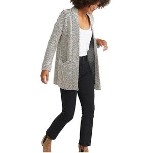 Marine Layer Birdseye Cardigan Sweater X Small Knit Long Black White Layer